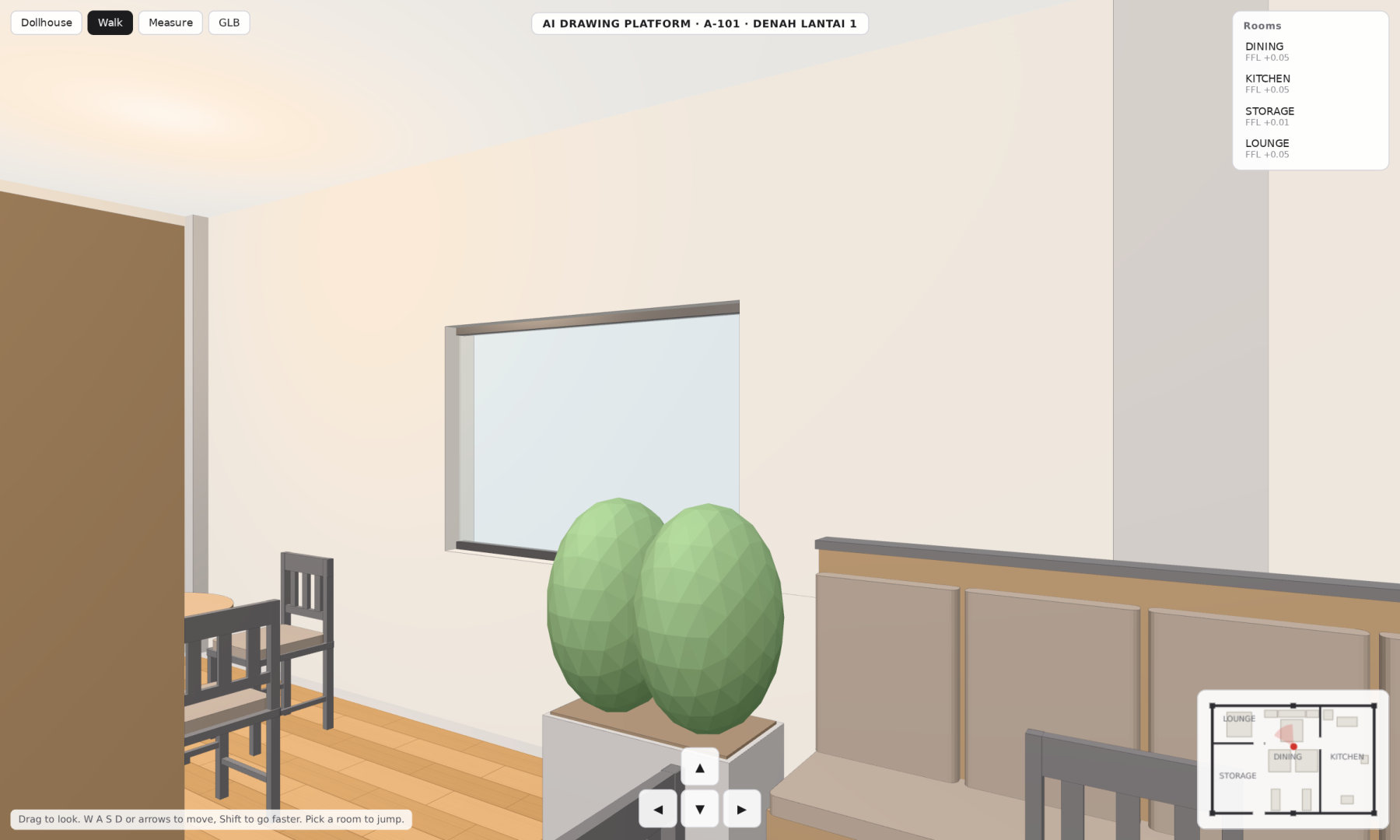 Walking inside the 3D model