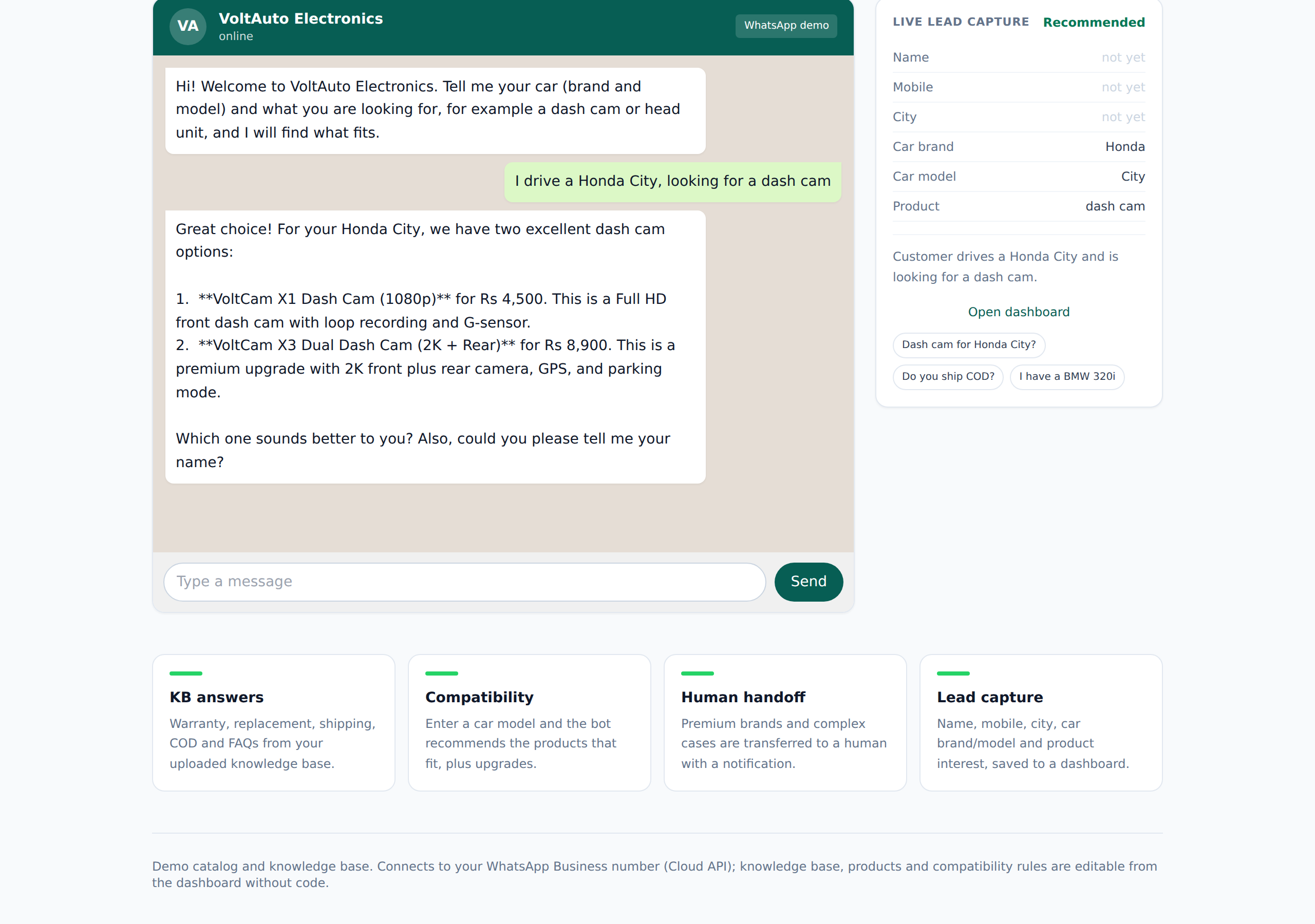 Automotive WhatsApp Chatbot