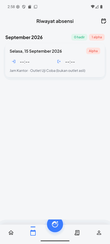 Attendance history in the app